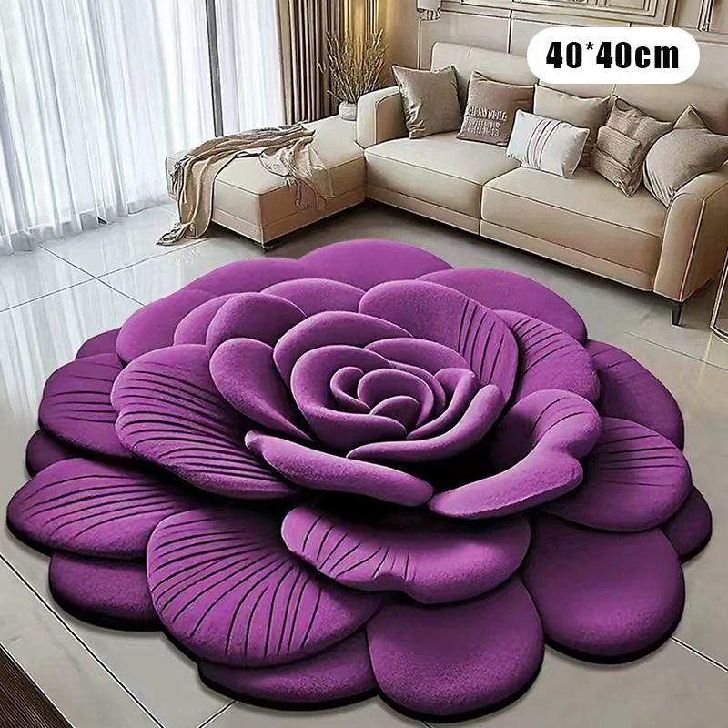 New Flower Carpet Special-Shaped Soft Peony Floor Mat Durable 40X40Cm Non-Slip Absorbent Bathroom Floor Mat