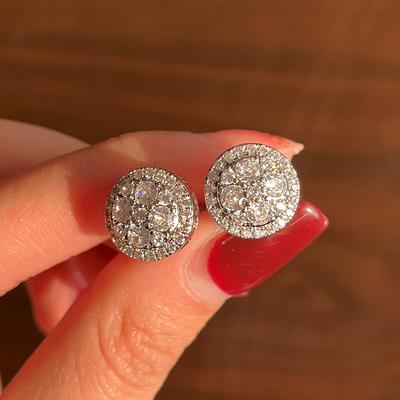 Dazzling Round Cubic Zirconia Stud Earrings for Women Simple Classic Female Ear Piercing Earrings Timeless Style Jewelry