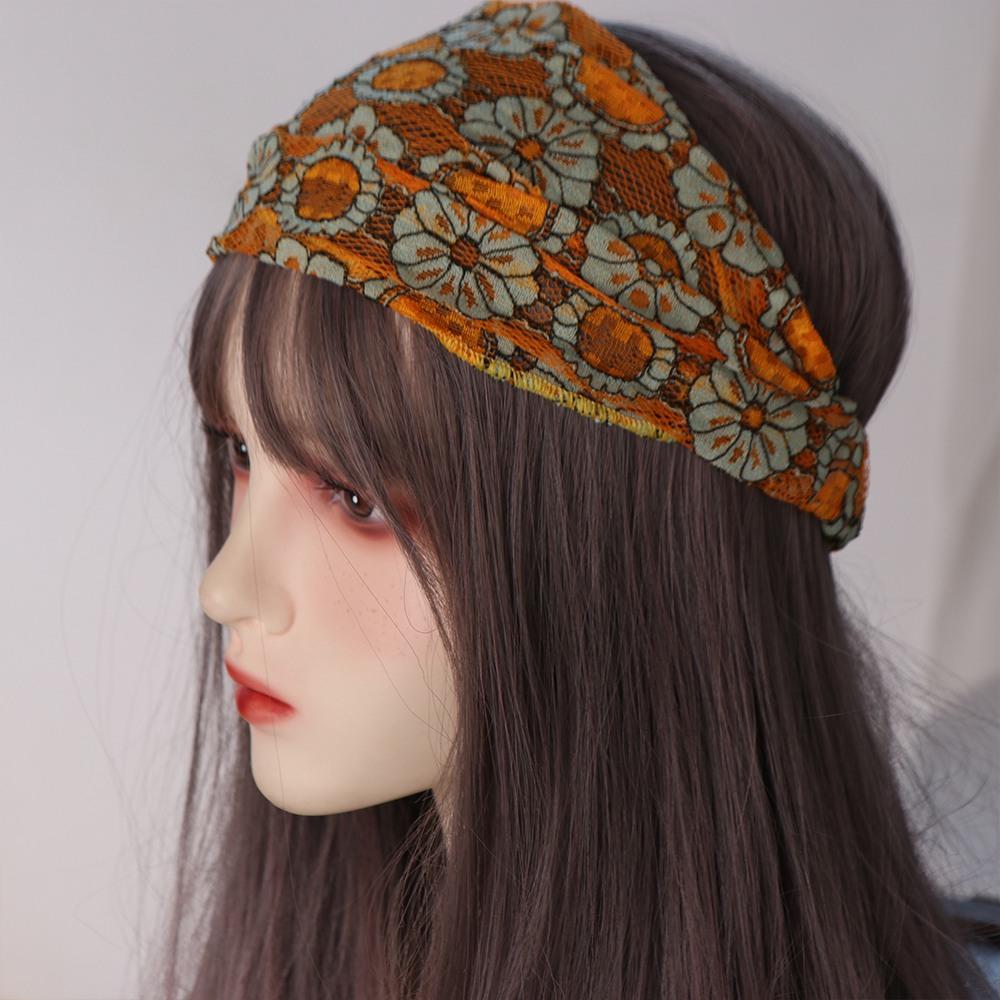 Non Slip Mesh Flower Headband Hair Hoop Wide Side Head Wrap Fashion Lace Hairbands  Female/Girls
