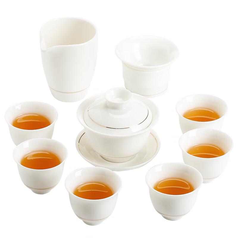 

Su s White Porcelain Gold-Trimmed Chinese Tea Set