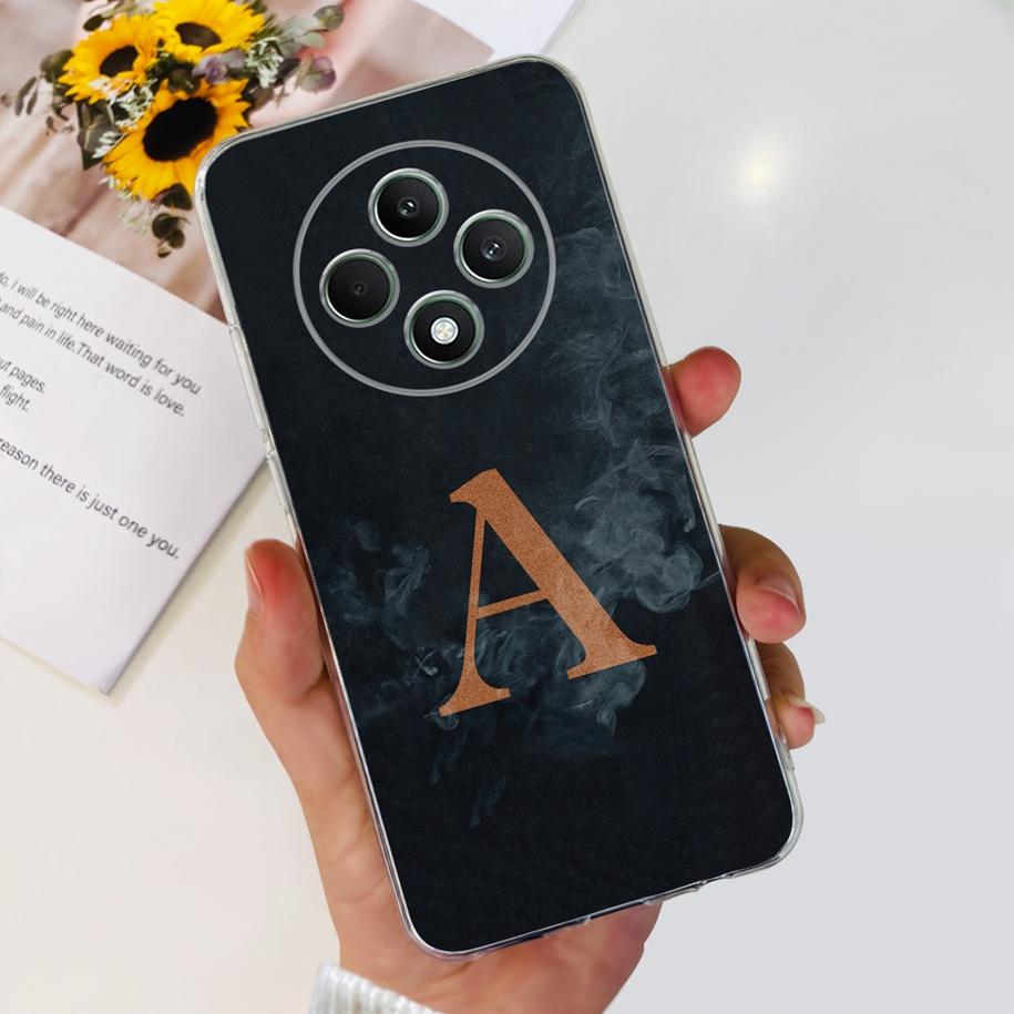 Für OPPO Reno12 F Hülle Niedliche A Z Buchstaben Blume Transparent Weiches Silikon Handy Rückseite Abdeckung Für OPPO Reno 12F 5G Reno12F 2024 Capa