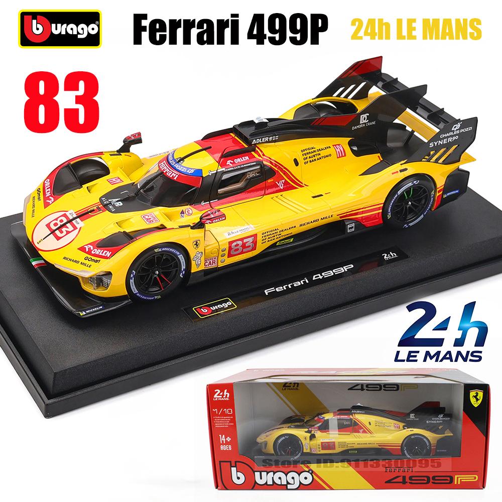 Bburago 1:18 Ferrari 499P LMH 2023 Car Model Boy Big Toy Static Die Cast Vehicles Collectible Model Car Toys