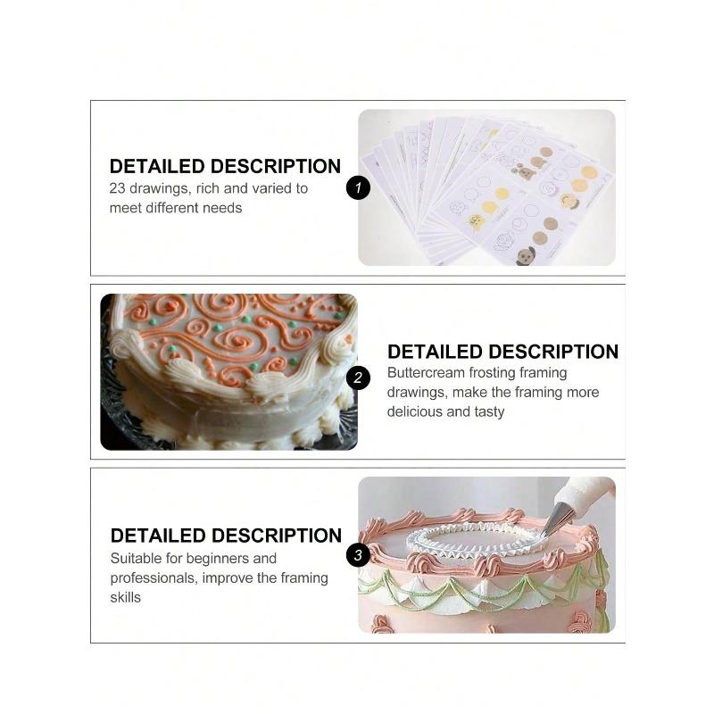 23pcs DIY Baking Model, Piping Practice Drawings, Baking Decorating Tools & Supplies Set