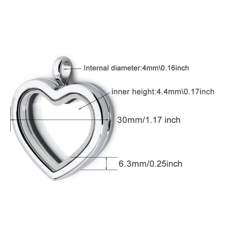 10pcs Heart Glass Living Memory Locket Magnetic Floating Charms Locket Medallion Necklace Pendant For DIY Women Jewelry Making