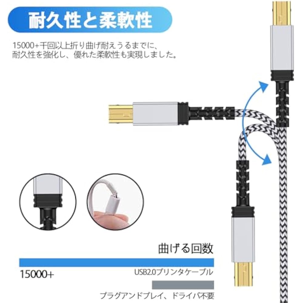 Printer Cable, 1.8M Type C Male To Type B Male, USB 2.0 Cable, Gold Plated Connector, Printer USB...