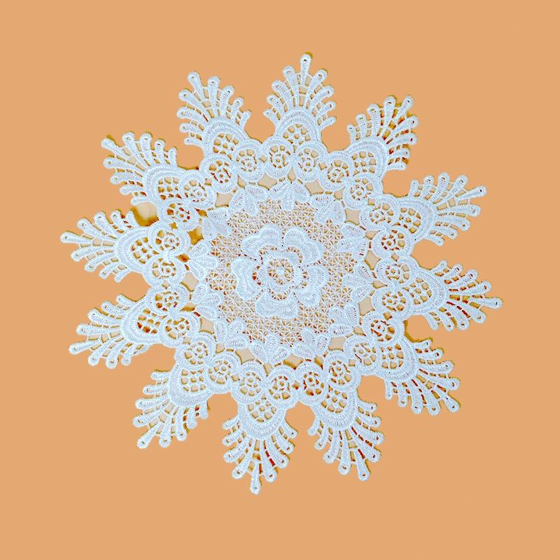 20cm Cotton Crochet Table Placemat French Embroidered Lace Coaster Cloth Coffee Mug Dining Mat Pad Wedding Banquet Home Decor