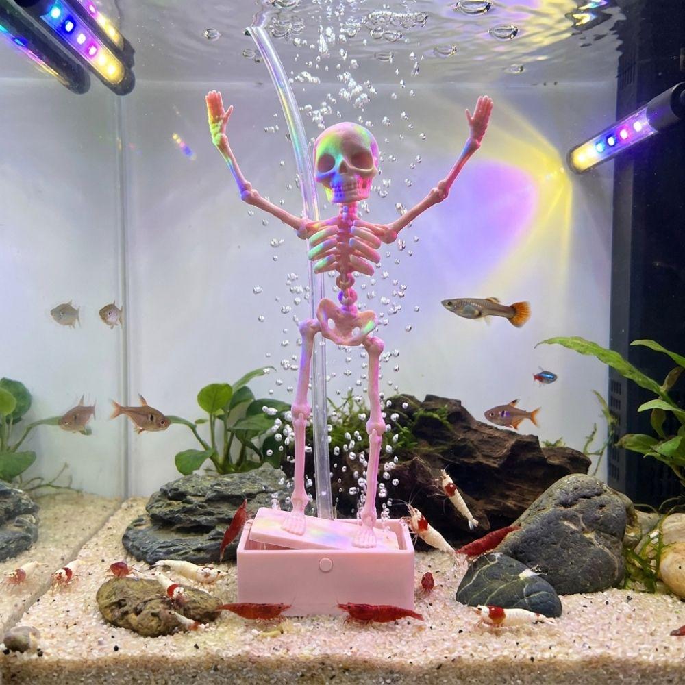 with Suction Base Dancing Skeleton Aquarium Bubbler Wiggling Skeleton Ornament Aquatic Landscaping