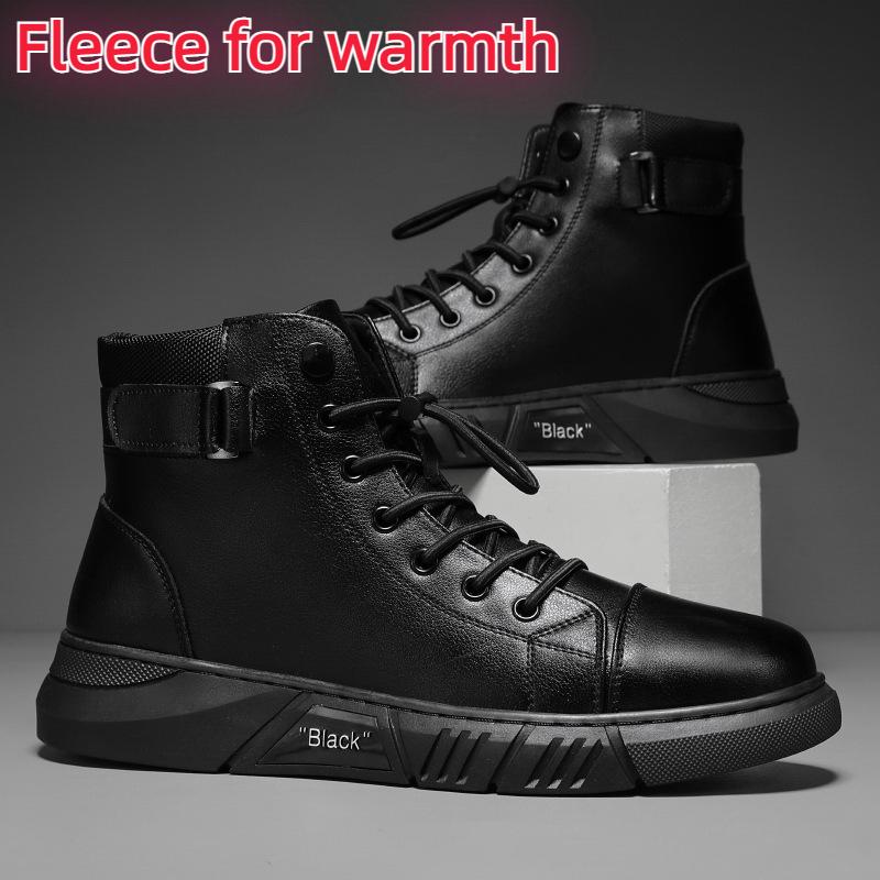 

Мужские мужские кожаные сапоги Doc Martens с высоким верхом и английским флисом для тепла