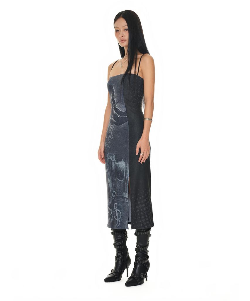 Too Much Tax Cowgirl Printed Dress Navy