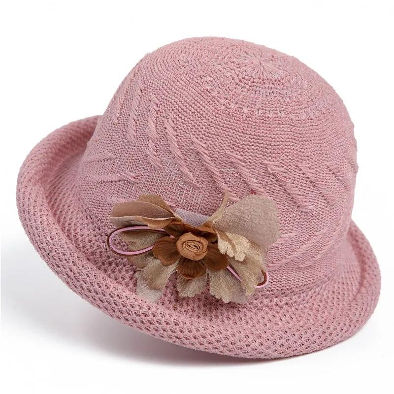 Spring Summer Retro Women's Hats Fedoras Flower Women Wedding Fascinator Hat Adult Bowler Sun Hats Classic Version Chapeau Cap