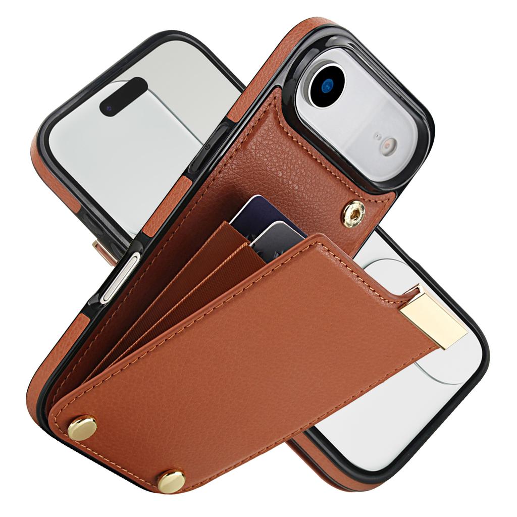 For iPhone Air Case TPU + PU Leather Hardware Decor Phone Cover with Card Holder