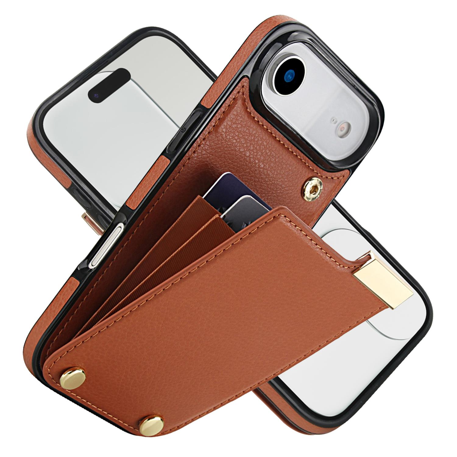 

For iPhone Air Case TPU + PU Leather Hardware Decor Phone Cover with Card Holder