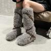 2025 autumn and winter new fashion flat-bottomed fluffy fashion boots women's thick-soled trend warm plush boots women