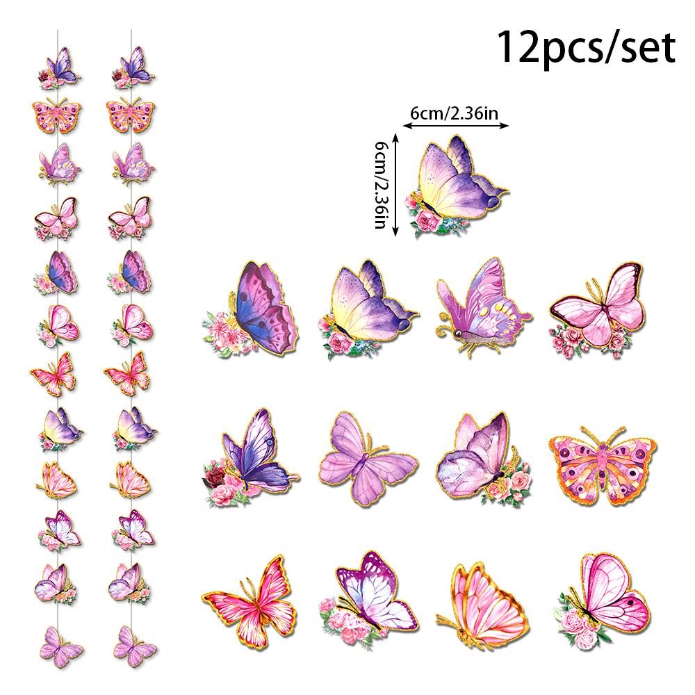 Spring Colorful Butterfly Shaped Paper String Garland Hanging for Wedding Birthday Party Baby Shower Decoration Kids Room Decor