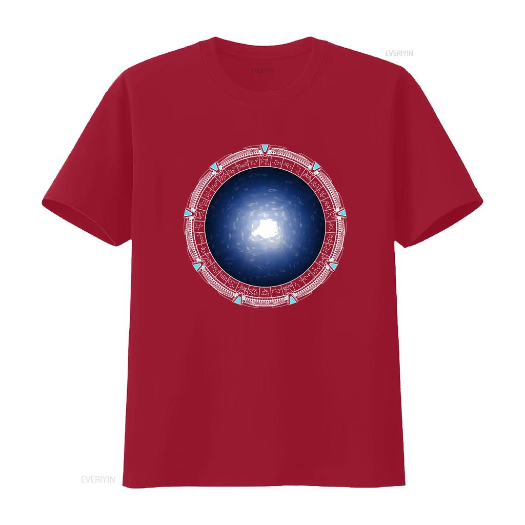 Stargate Atlantis Inspired Colorful Adult T Shirt Sci Fi Portal Design for Fans vintage Washed Slightly streetwear Stylish