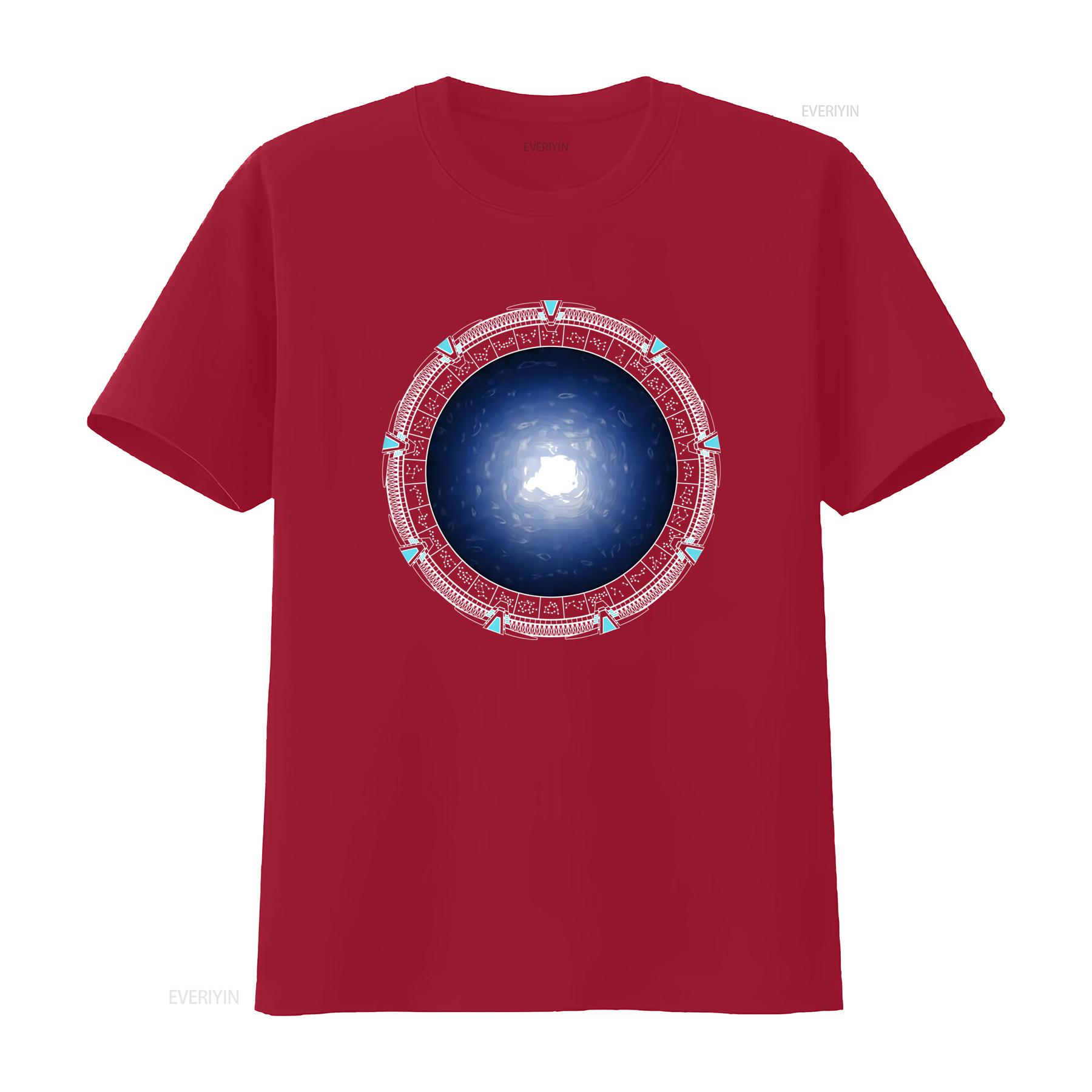 

Stargate Atlantis Inspired Colorful Adult T Shirt Sci Fi Portal Design for Fans vintage Washed Slightly streetwear Stylish S
