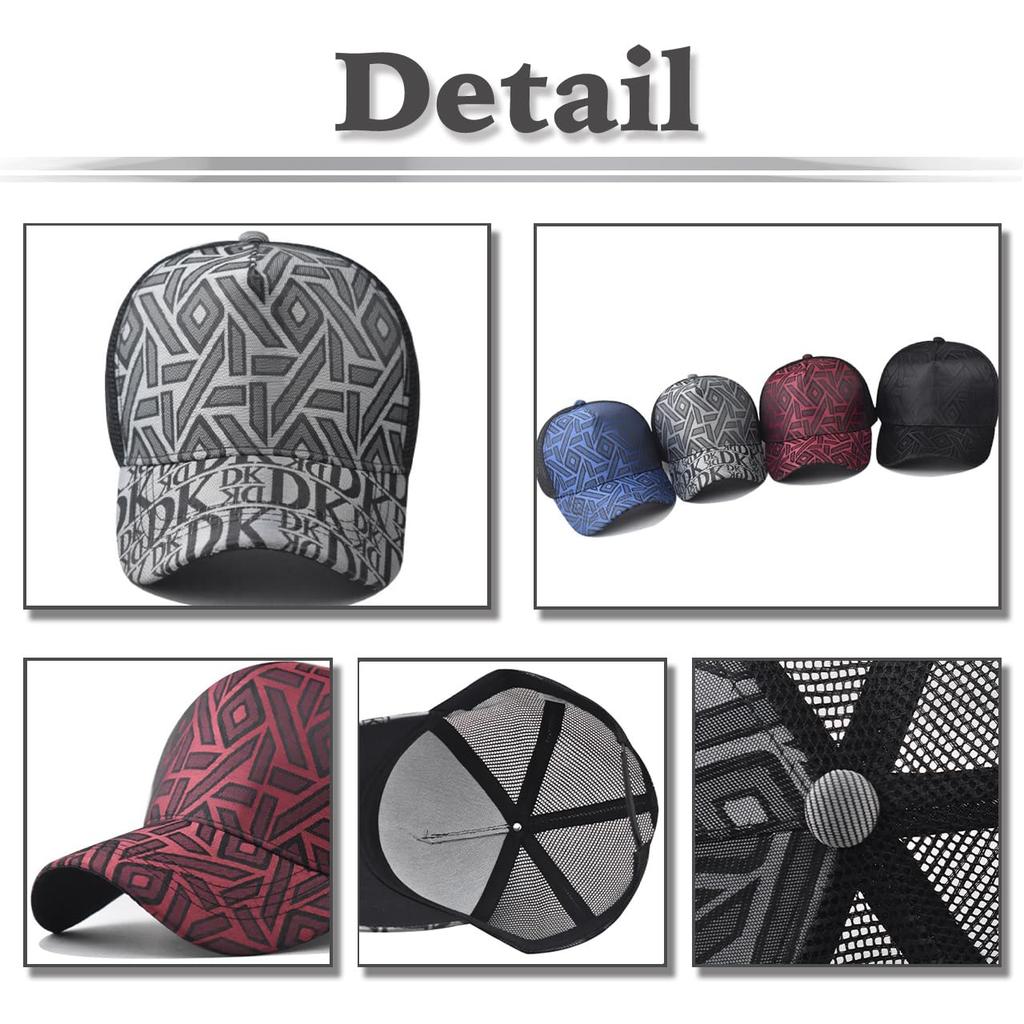 Hat Cap Mesh Breathable Lightweight Check Pattern Stylish Fashion Men Women CZA420 [White Fang] (Black)