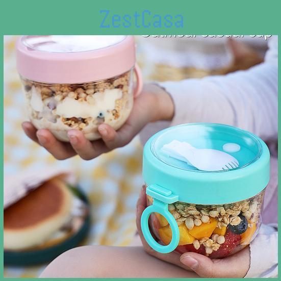 Cup Visible Airtight 600ml Oatmeal Lid Thickened With Spoon Food Storage Portable Overnight Yogurt Milk