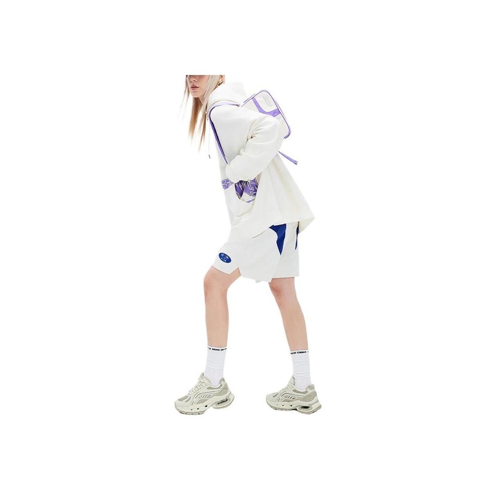 Li Ning Reignite Series Letter Hooded Comfortable Breathable Versatile Sports Sweatshirt Unisex Sweatshirt Off-White AWDU349-3