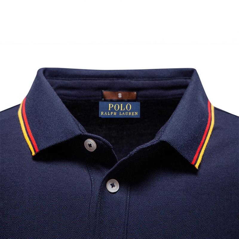 Polo Ralph Lauren 2025 Podzimní Nové Výšivky Pánské Polo tričko s dlouhým rukávem, Jednobarevný Pánský top s klopou, Všestranné Polo tričko pro muže