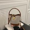 Bag Women's New Trendy Fashion Portable Bucket Bag Niche Design Contrasting Color Splicing Shoulder Messenger Bag