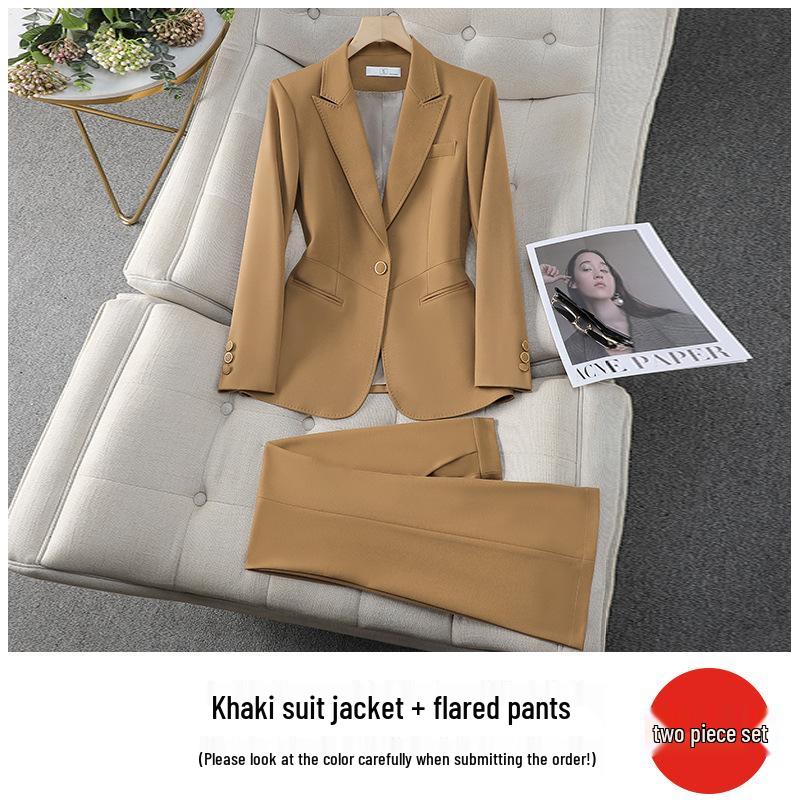 

2026 Women s Fashionable Temperament Khaki Blazer - Professional Spring/Autumn Suit for Annual Meetings L