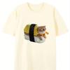 Sushi Cat Creative Design Round Neck TShirt Pure Summer Trendy Short Sleeves Casual Everyday Style Top