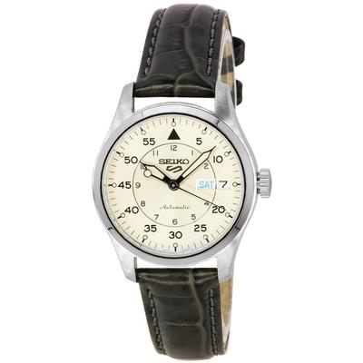 5 Sport Champagne Flieger Anzug Stil Lederarmband Automatik SRPJ87K1 100M Herrenuhr