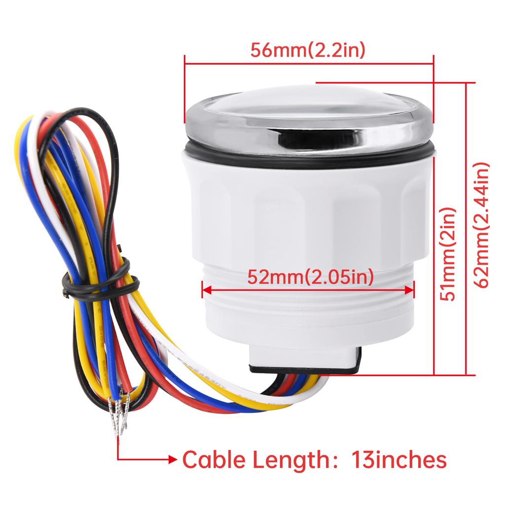 4-20mA 52mm Fuel Level Gauge with Alarm Flashing Current Signal Oil Tank Meter Indicator Waterproof Red LED for Car Boat Custom