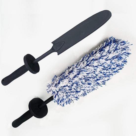 Tire Cleaning Brush Wheel Cleaning Tool 42cm Microfiber Car Wheel Brush Soft Synthetic Fiber Rim And Tire Cleaner Multi-Functional Car Wash Brush