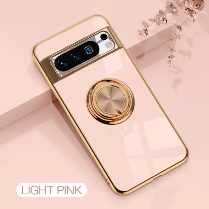 Měkký nárazuvzdorný pokovený držák s kroužkem Pouzdro na telefon Pro Google Pixel 10 9 Pro XL 9A 8A 8 Pro 7 7A Kryt Stojan Šasi Capa Funda Coque