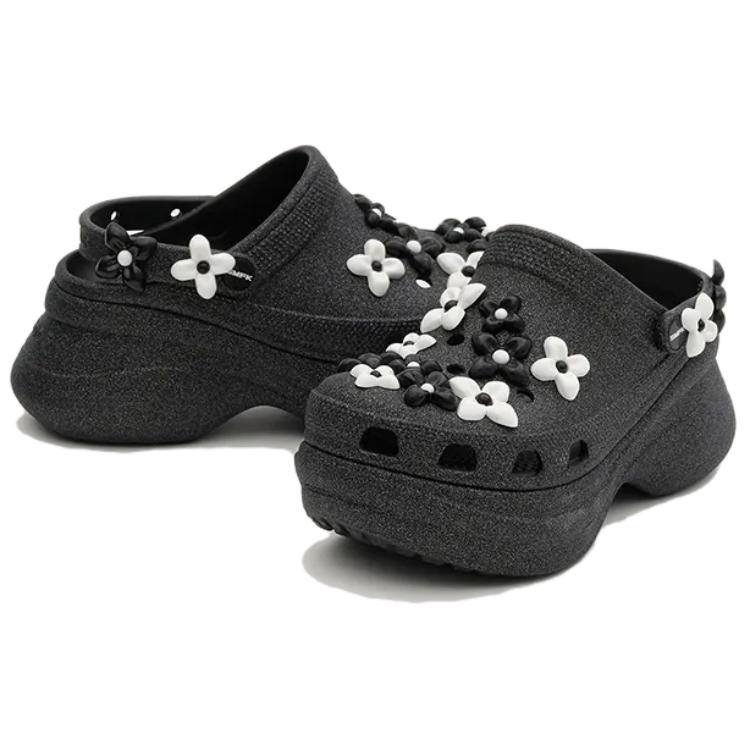 SMFK X Crocs Little Whale Comfortable & Versatile Hole Shoes Women's Black