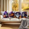 Home Decor Halloween Witch-Themed Skull & Pumpkin Pillows Pattern Cushion Cover Suitable For Sofa Bedroom Car Pillow Cover