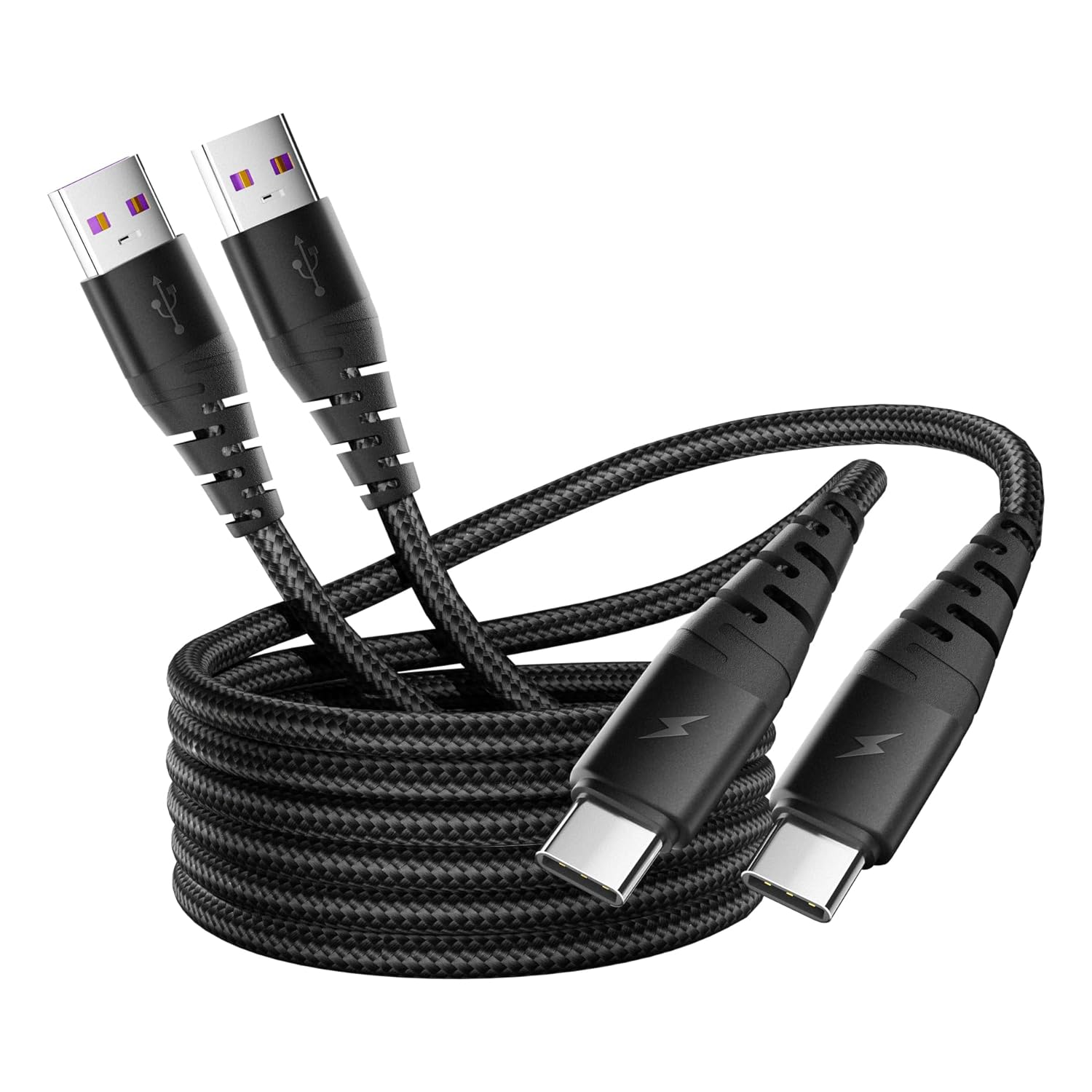 USB A to USB C Cable 6FT, USB A to Type C Charger Cord Fast Charging 2-Pack