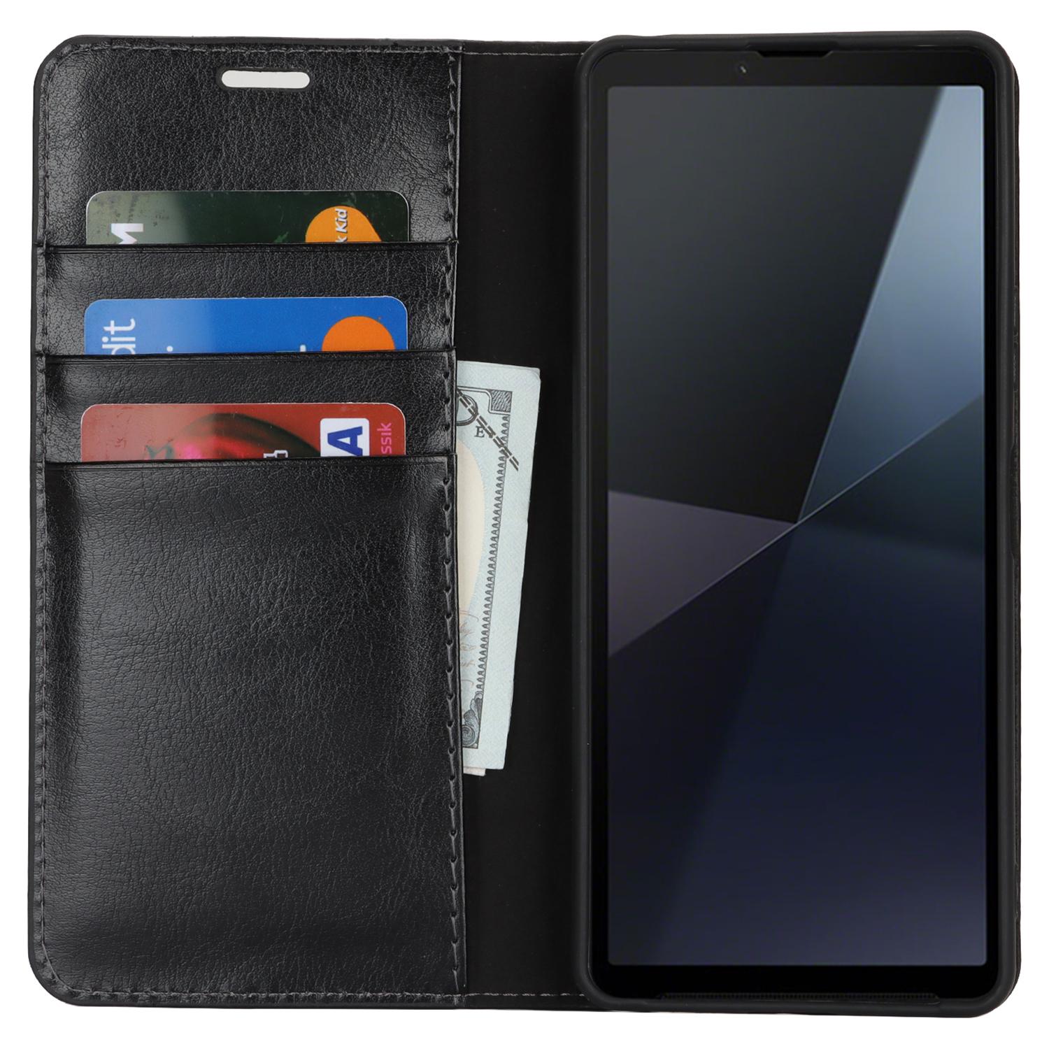 

For Sony Xperia 10 VI Case Crazy Horse Texture Split Leather Wallet Phone Cover Black