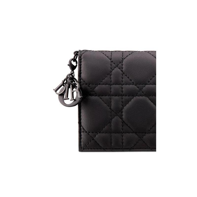 Dior Lady  Cannage Leather Mini Wallet Women Wallet Matte-Black S0178SLOI-M989