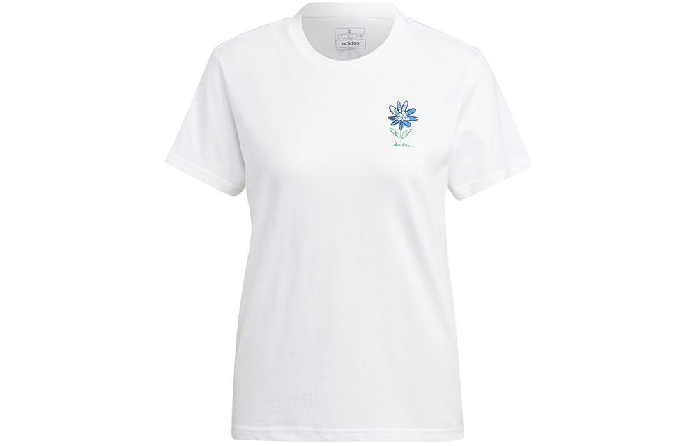 

Adidas T Shirts Women s White Crew Neck Moderate Straight Fit IB4875 S