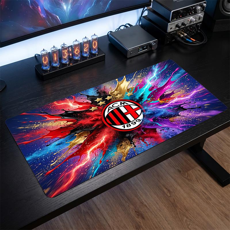 Alfombrilla de Ratón Grande Estampada AC Milan, Alfombrilla de Escritorio Suave de Goma Antideslizante para Decoración de Oficina, Portátil y Ordenador