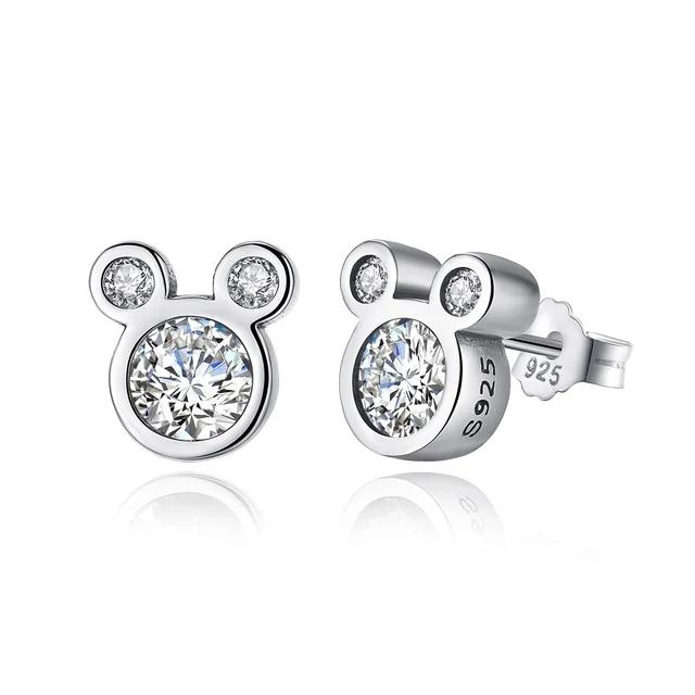 New 925 Silver Stitch Donald Duck Minnie Earrings With Zirconia Fashion High Quality Jewelry for Women Girls