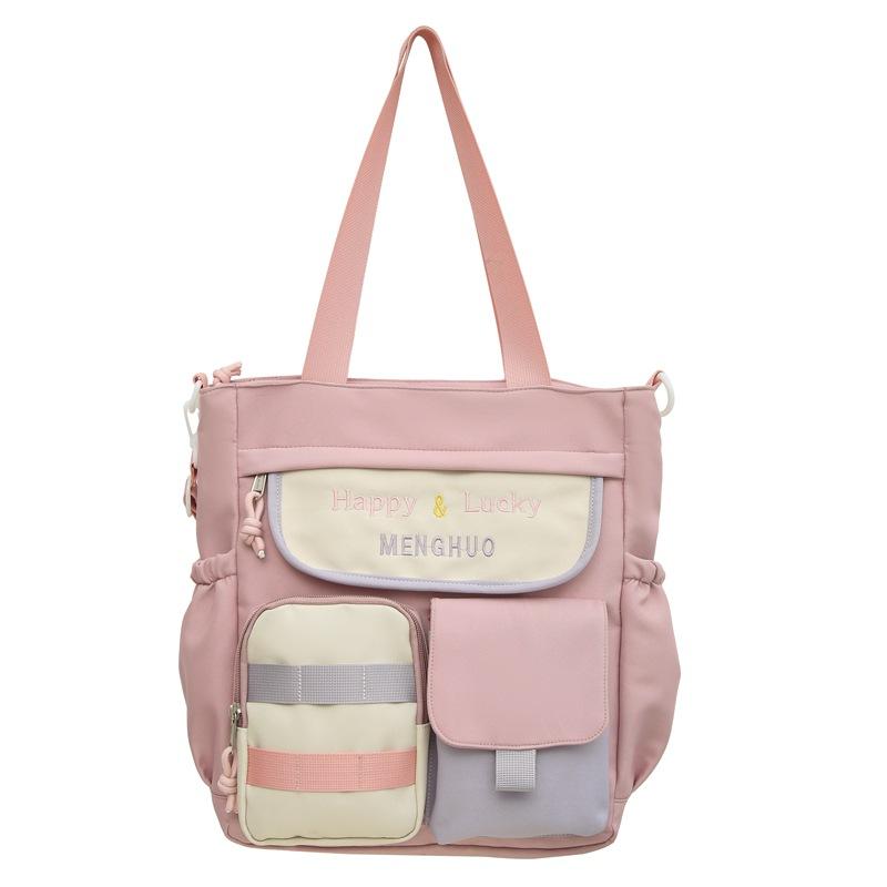 Color Satchel Letter Study Bag Student Tutoring Bag Shoulder Bag Style Harajuku
