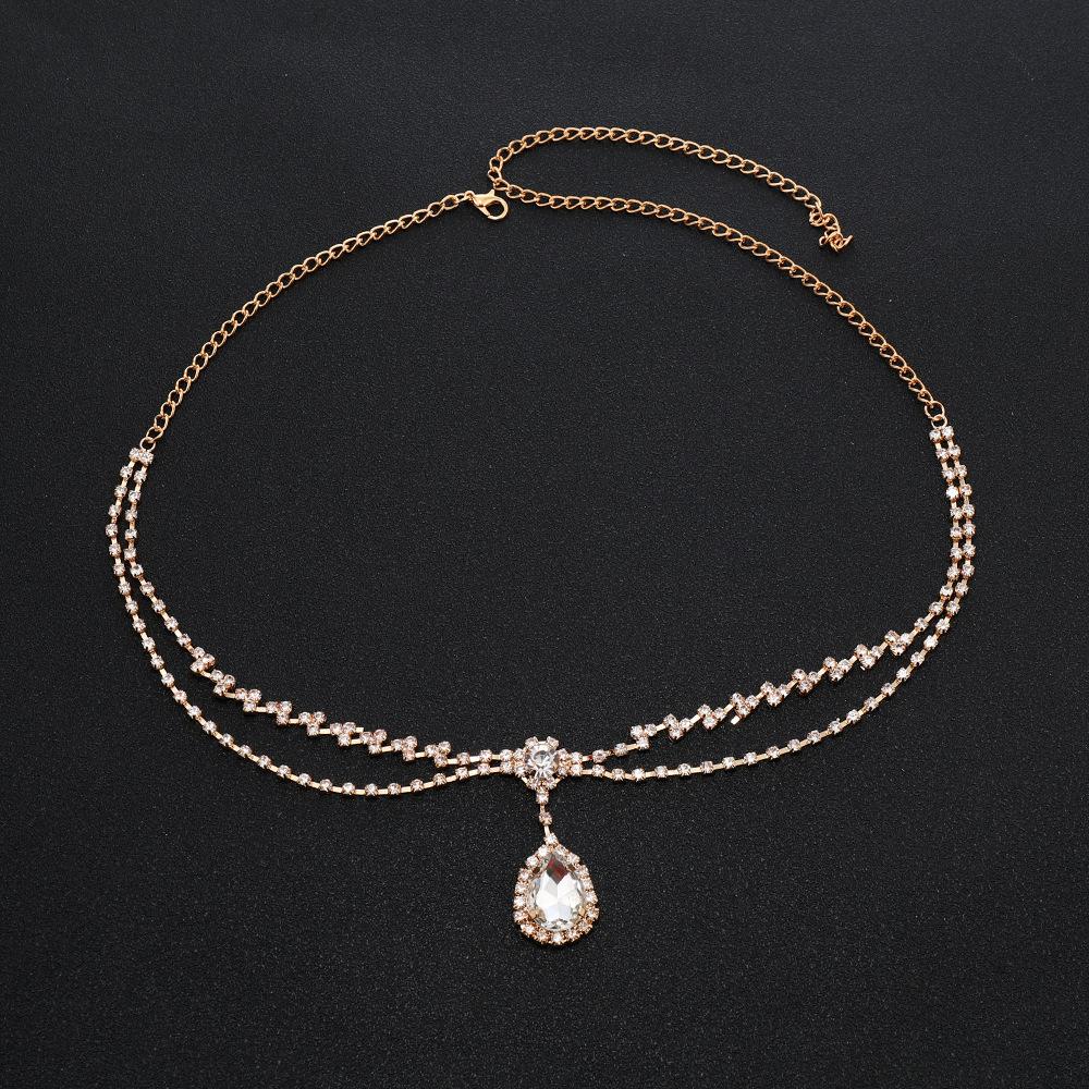 Accesorios para el cabello de moda, cadena para el cabello con diamantes de imitación versátiles y creativa con fotografía callejera personalizada, cadena para la frente con temperamento lleno de diamantes