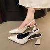 Thick Heel Pointed Back Empty Sandals Internet Celebrity Single Shoes Retro Style High Heels Women 2025 Summer and Autumn