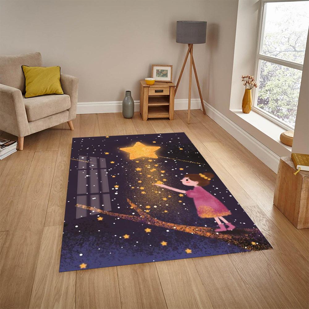Japońskie Anime Scena Nocna Dywany Mata Podłogowa do Zabawy dla Dzieci Super Nadruk Dywany Nowoczesny Wystrój Salonu Domowego Zmywalny Dywan Podłogowy