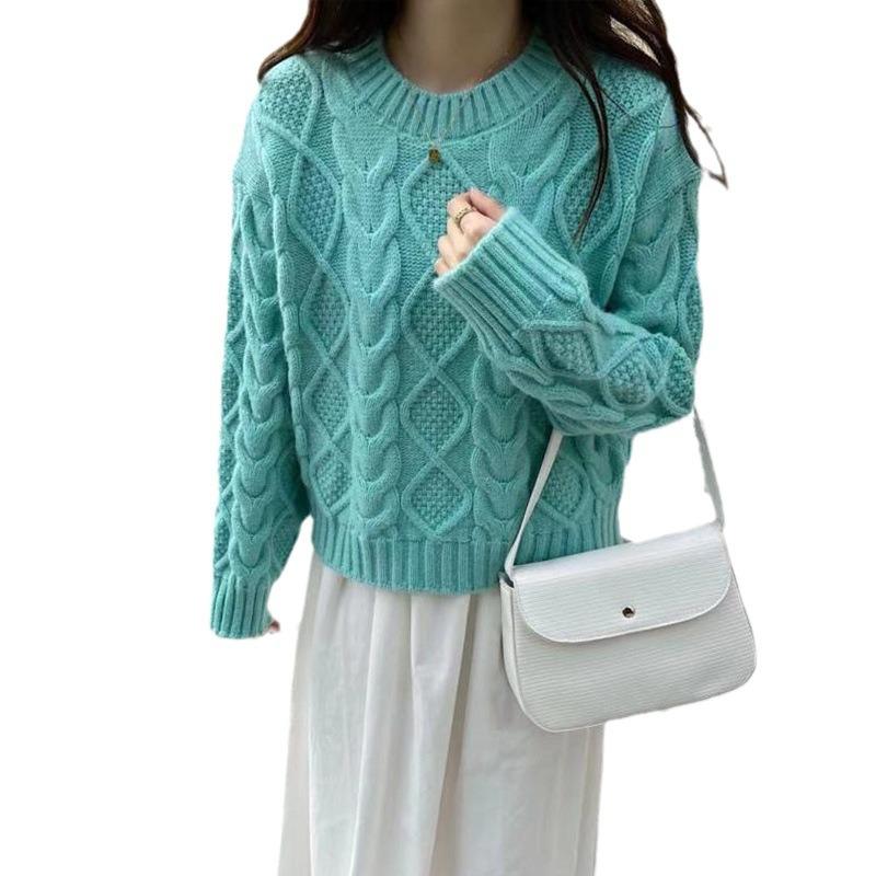 Thick Wool Twist Knitted Sweater Pullover Autumn and Winter Small Bottom Knitted Sweater Women