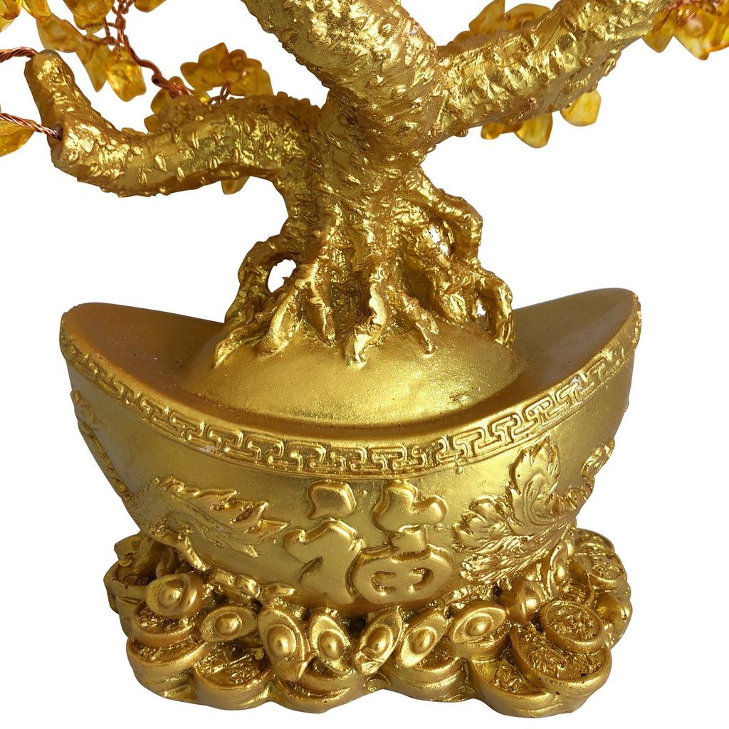 BirLey Golden Money Tree with Citrine and Yellow Crystal for Business and Feng Shui (Boat-Large) Wealth,