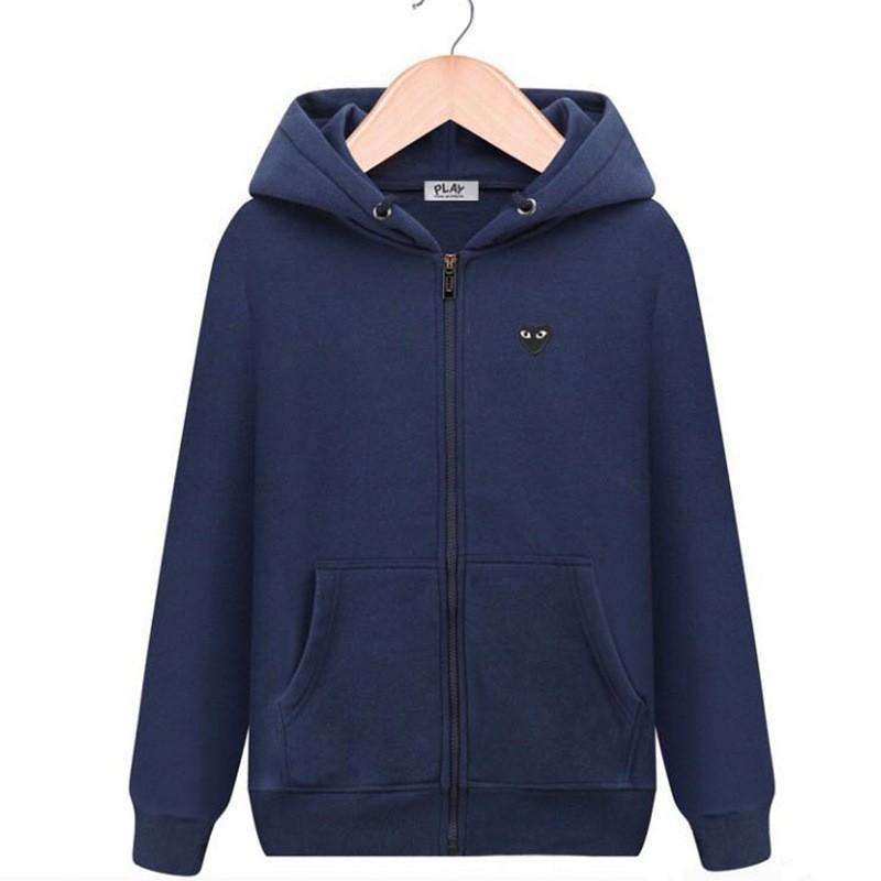 Felpa Streetwear Giapponese per Uomo Donna Coppia Pile Pesante Pullover Cuore Nero Ricamato Manica Lunga Top Oversize
