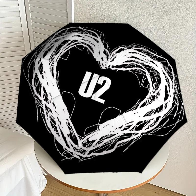 1pc U2, Music Band Logo Automatic Folding Umbrella] Durable Iron Frame & Rod, Portable Folding, Makes a Great Holiday Gift yy251016290