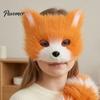 Soft Plush Fox Mask Cosplay Mask, Fluffy Tail, Costumes Props, Fuzzy Two Dimensional Photography Gear for Costume Party Anime Convention And Role Play