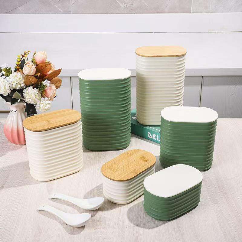 Wooden Lid Food Storage Jar - Sealed Kitchen Organizer Container With Lid For Efficient Pantry Storage And Organization