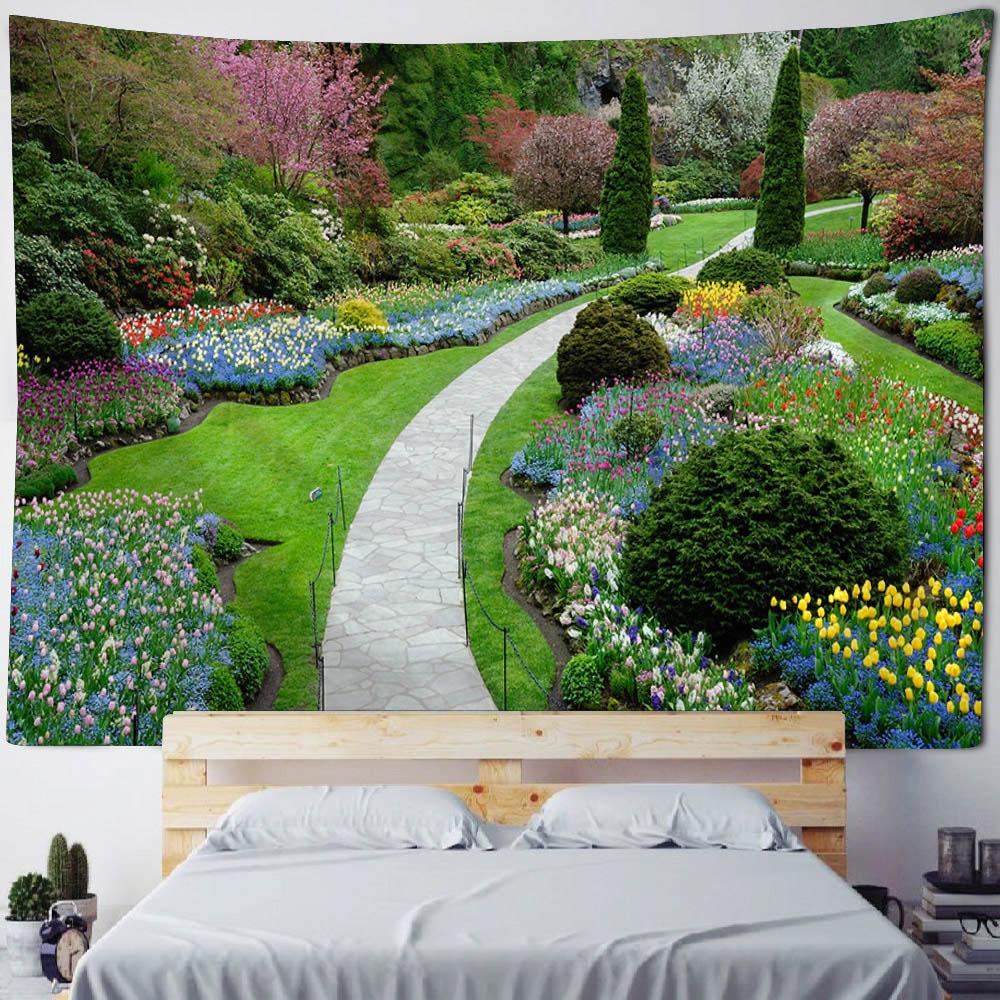 Garden Landscape Tapestry Home Decoration Art Wall Hanging Hippie Bedroom Wall Background Blanket Bed Sheet Sofa Coverage